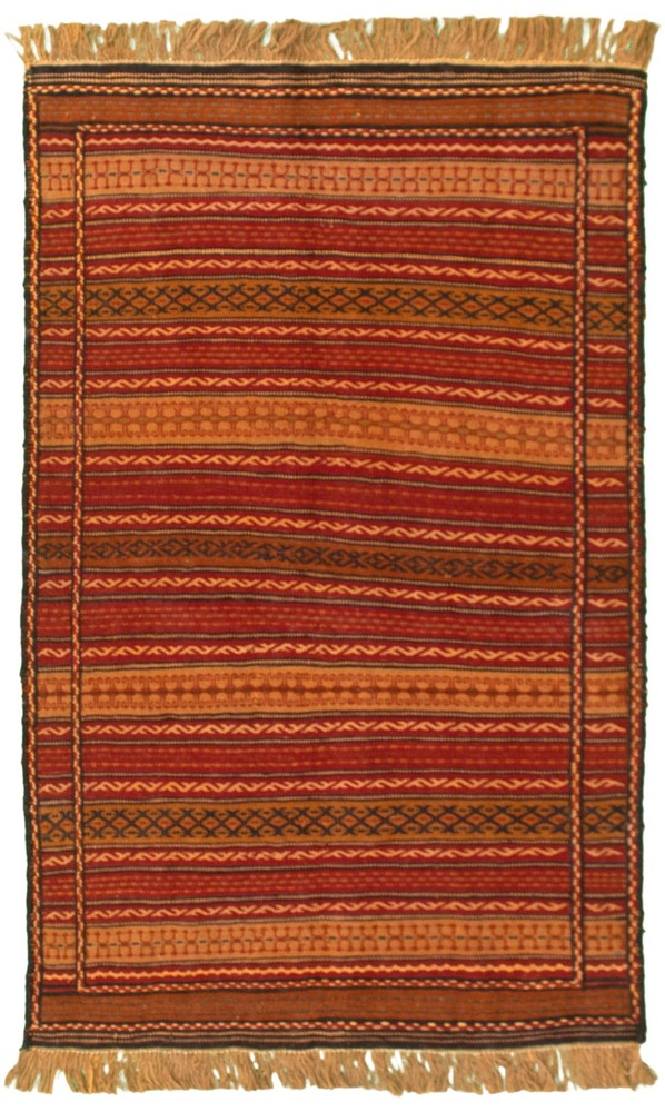 Vintage Hand Woven Area Rug 3'4" x 5'3" Traditional Wool Oriental Carpet
