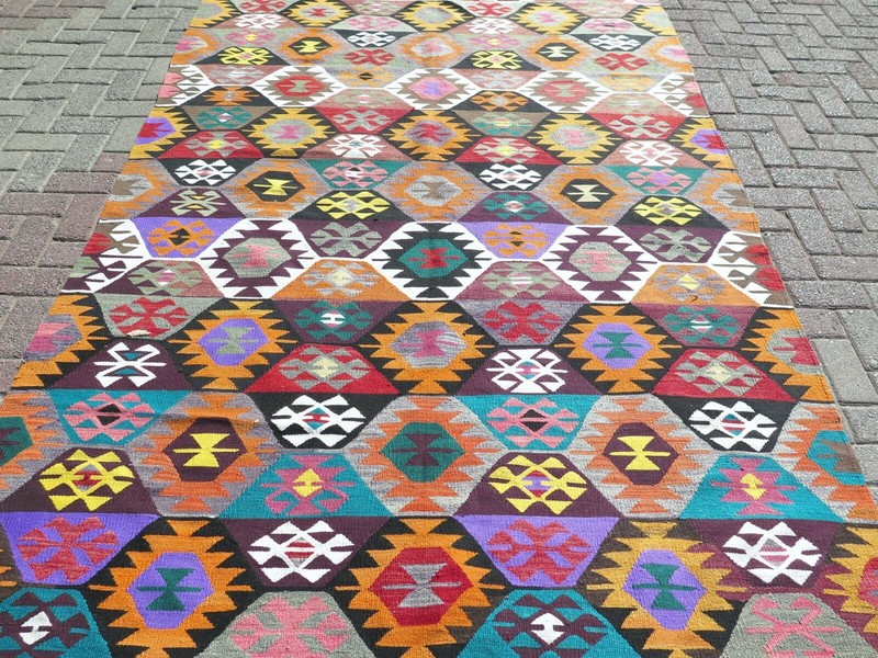 AreaRug, Vintage Turkish Denizli Kilim, Large Rug, Kelim Teppich Carpet 69"x122" gallery