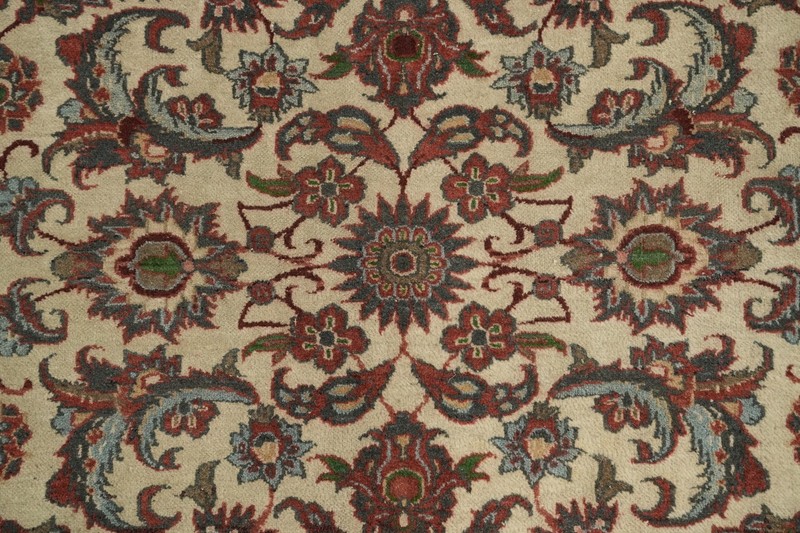 Fine Pre-1900 4x5 Antique Traditional Wool Floral Area Rug in Red & Ivory Tones gallery