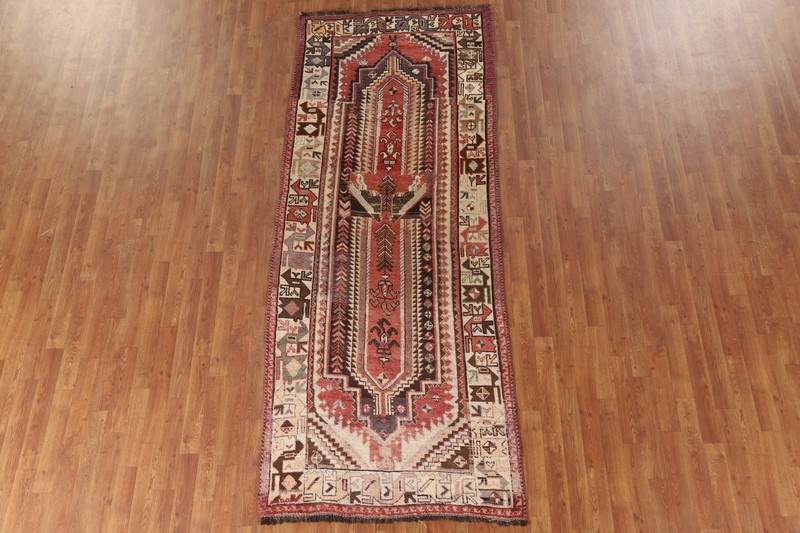 Vintage Wool Rust Red Hand-knotted 9 ft Runner Rug 4x9 Tribal Traditional Carpet gallery