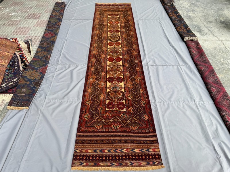 Fine Antique Afghan Runner Rug 3x12 ft Handmade Persian Style Tribal Hallway Rug gallery