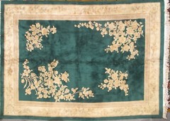 nichols chinese art deco rug #9575 dark green 8.0×11.3 in original condition