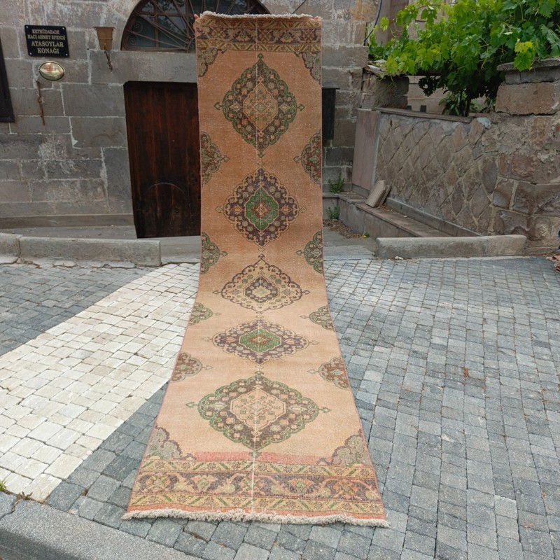 3x13 Turkish kitchen rug 2.85 x 12.59 ft Vintage Handmade 87 x 384 cm Runner Rug gallery