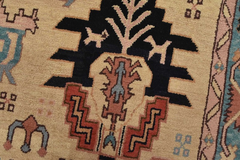 Heriz Rug 5’11” x 8’6” Ivory Wool Vintage Tribal Hand-Knotted Oriental Carpet gallery