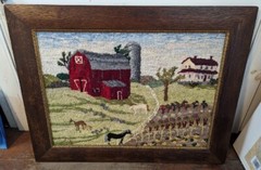 Gorgeous Joan Silverberg Farm Horses Antique Hooked Rug American Folk Wall Art