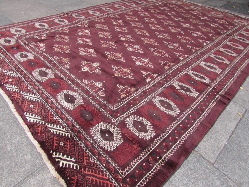 Vintage Hand Made Traditional Rug Oriental Wool Brown Maroon Carpet 332x223cm gallery