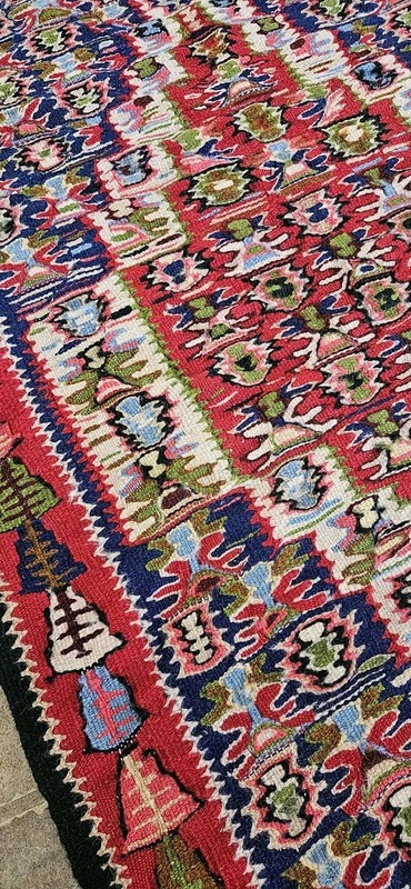 Vintage Tribal Kilim Hand Knotted Intricate Colorful Wool Small Rug 28x41" gallery