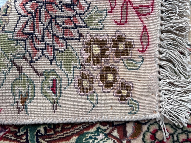 COLLECTORS' ITEM Stunning Vintage Super Fine Quality Guldan Silk Mixed Carpet gallery