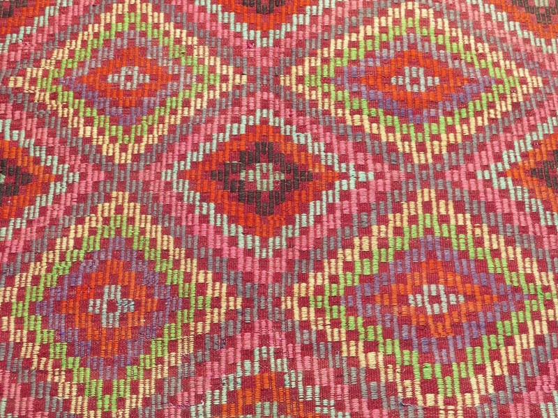 Vintage Turkish Sardes Kilim, Area Rugs, Antique Wool Rug, Floor Carpet 80"x116" gallery