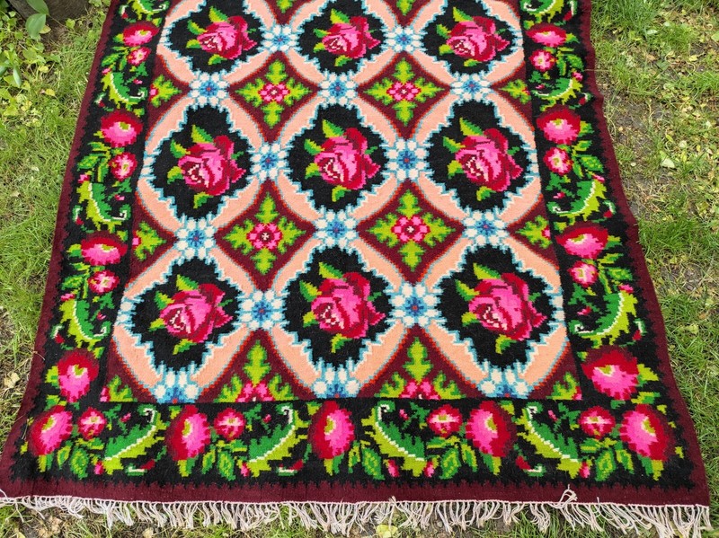 Masterpiece Vintage Romanian Wool hand made Kilim rug carpet 5.11 x 7.3 ft gallery