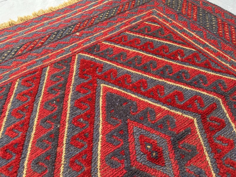 3'9 x 4'2 ft Vintage Afghan Baluchi Rug Handmade Wool Tribal Geometric Carpet gallery