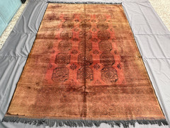 9.7×6.7 Afghan Turkmen Vintage Elephant Foot Rug Terracotta Living Room Bedroom