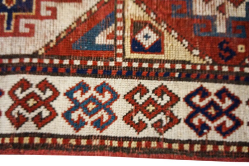3'x6' Antique Red Late 19th Century Tribal Geometric Caucasian Moghan Carpet Rug gallery