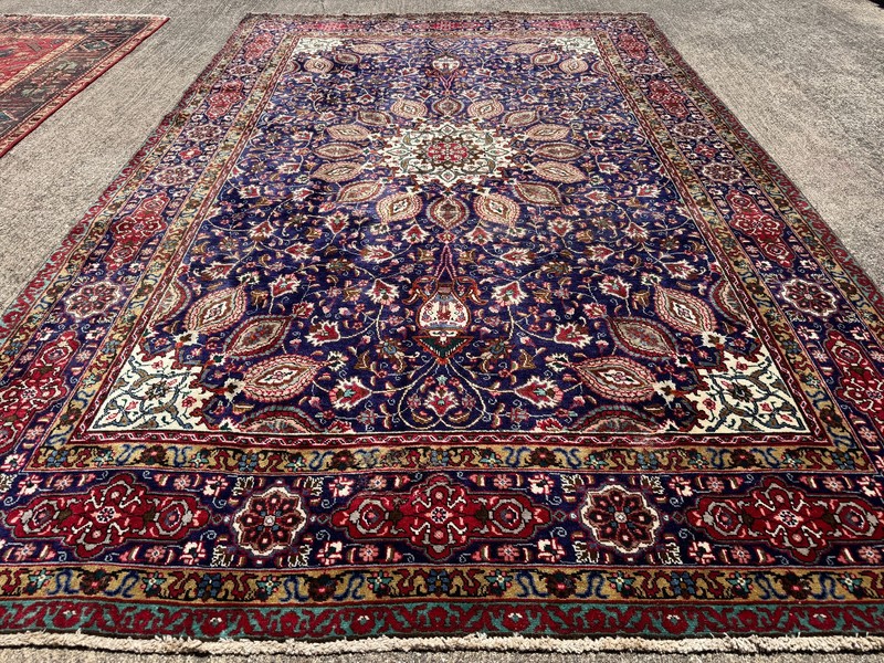 VINTAGE BLUE ORIENTAL RUG 8x11 HANDMADE ANTIQUE handwoven colorful navy 8x12 ft gallery