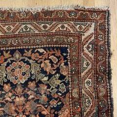 Vintage Rug 3′ x 6′ Navy Blue Hand Knotted Farmhouse Oriental Rug