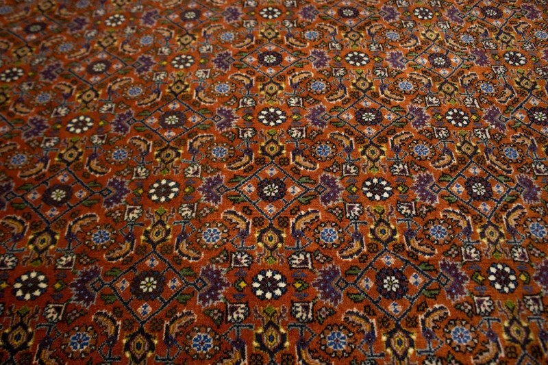 Vintage 4X5 Handmade Wool Oriental Rug Thick Pile Orange Floral DesignCarpet gallery