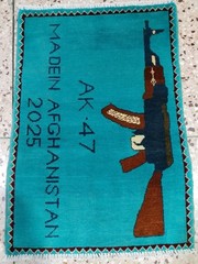 ak47 weapons drone Afghan hand made woolen war rug size 80cm x 60 cm