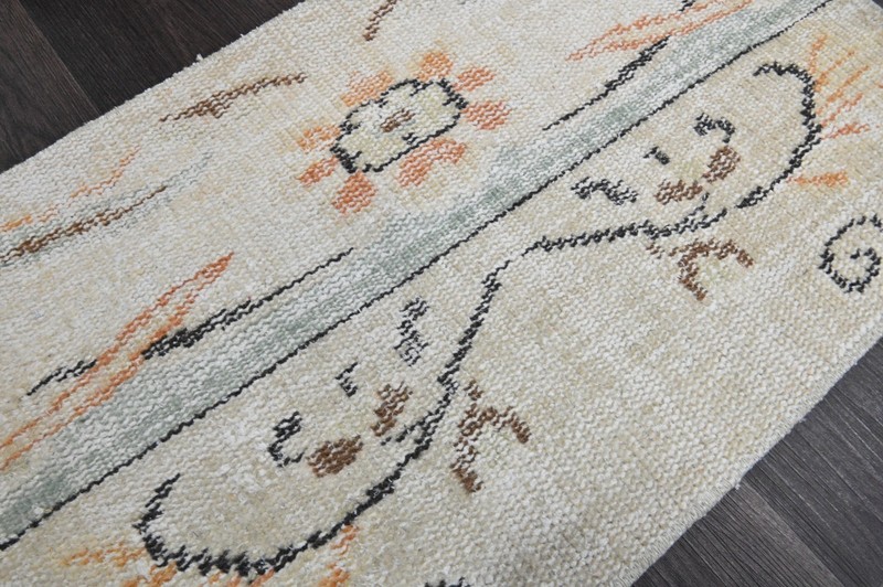 Oushak Turkish Doormat Rug 1x2 BEIGE Anatolian Handmade Vintage Small Kilim Rug gallery