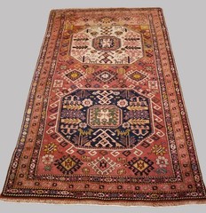 Antique Caucasian KAZAK Rug Dated ١٣٢١ (1904) Animal Bird Motifs Bold Medallions