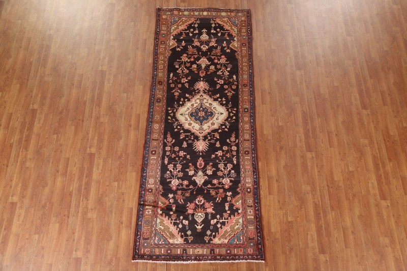 Vintage Floral Dark Brown Wool Lilihan Runner Rug 4x10 Hand-knotted Carpet gallery