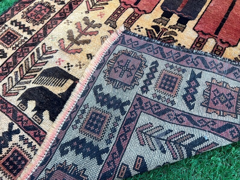 COLLECTORS' ITEM Vintage Portriat With Pictorial Tribal Belouch Wall Hang Carpet gallery