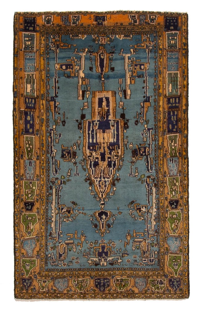 Vintage 3'5" x 5'6" Traditional Hand Knotted Vegetable Dye Wool Area Rug