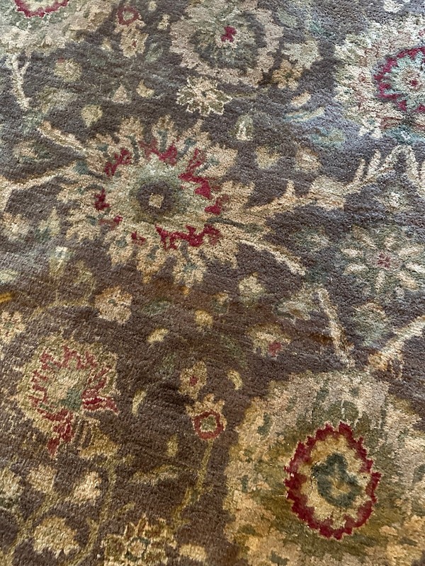 Brand New Top Quality Rug Handmade in India, Allover Green Floral Design, 9'x12' gallery