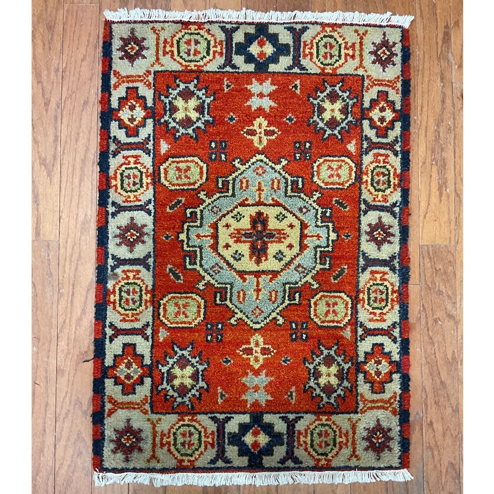 Handmade Indo Kazak Wool Rug 2' X 3'