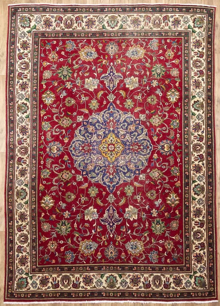 Semi-Antique Floral Oriental Rug Hand-Knotted Living Room Area Carpet 8x11 Ft gallery