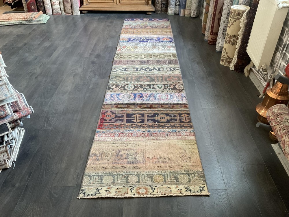 Handmade Runer Rug, 3x12 Vintage Wool Carpet, Home Decor, Afghan Rug, Colorful