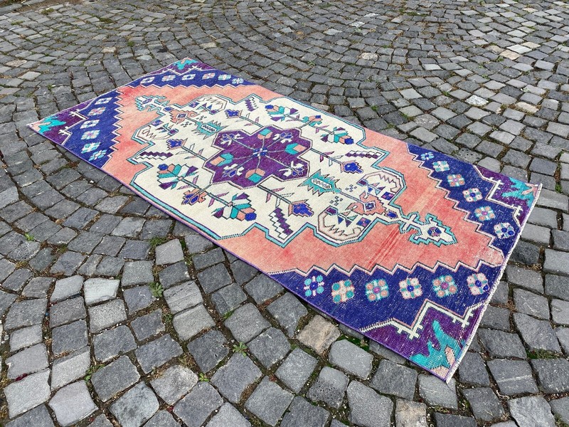 Area rug, Turkish rug, Vintage rug, Handmade rug, Wool rug Carpet | 3,4 x 7,1 ft gallery