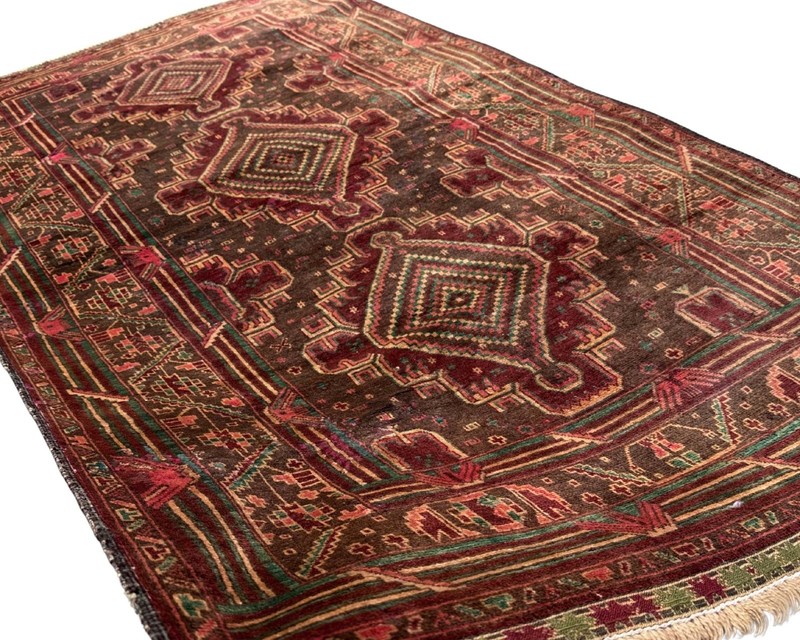 Afghan Baluchi Traditional Rug 3'9 x 6'5 ft – Vintage Hand Knotted Wool Carpet gallery