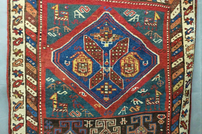Antique Shahsavan Rug Very Good Condition Cute Animals Great Colors 56X41 in gallery