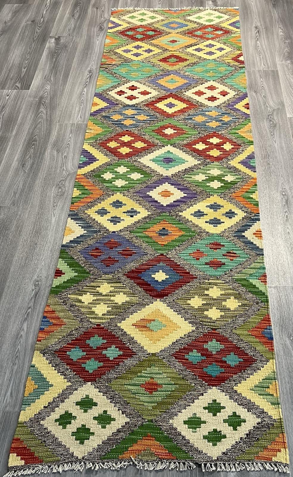 Handmade Kilim Runner wool natural colours Afghan Traditional 288cmx84cm gallery