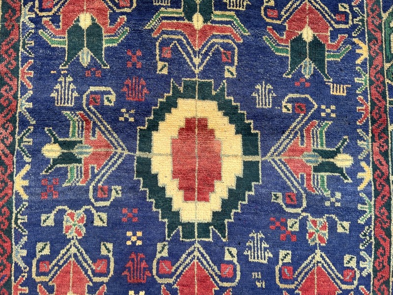 3'6" x 5'9" Vintage Afghan Hand-Knotted Baluchi Rug, Rare Tribal Pattern Rug gallery