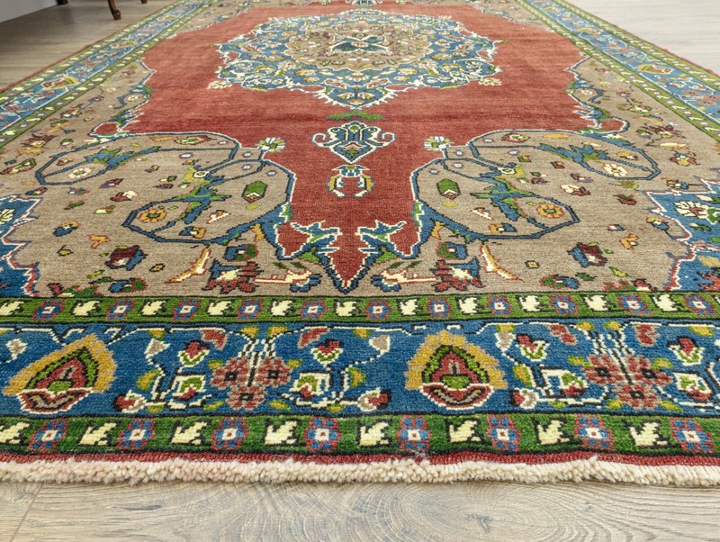 Unique 6.9x11.9 ft Handwoven Turkish Oushak Rug, Red Blue Green Vintage Area Rug gallery