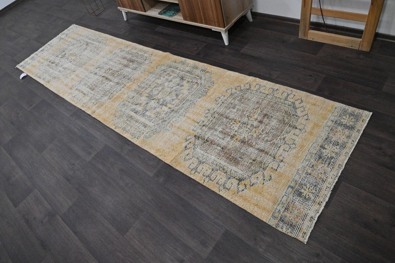 Vintage Turkish Runner Rug 3x10ft ORANGE Handmade Anatolian Oushak Hallway Wool gallery