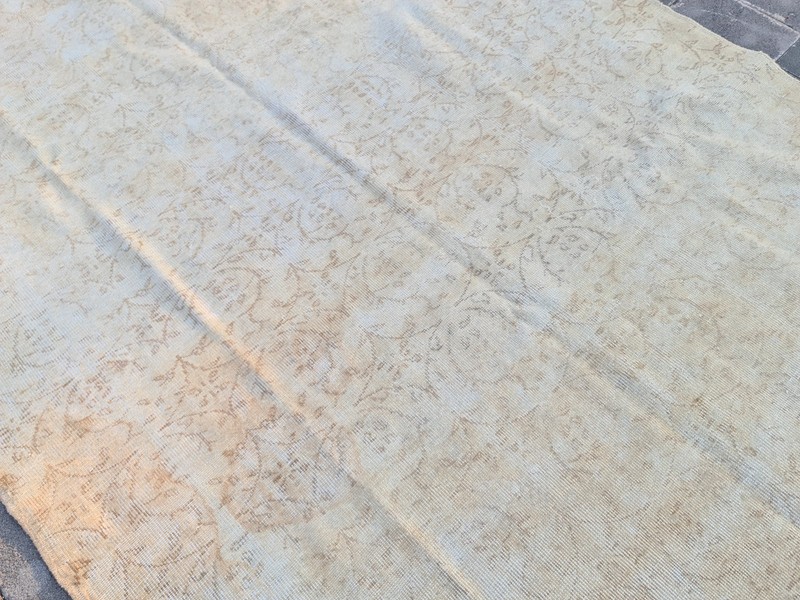 Vintage Turkish Rug 6.1x9.1 ft Handwoven Wool Beige Anatolian Carpet gallery