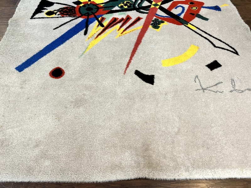 Danish Rya Shag Rug 6x9 EGE Axminster Carpet Ivory Modern Abstract Signed gallery