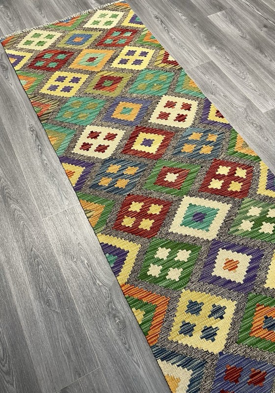 Handmade Kilim Runner wool natural colours Afghan Traditional 288cmx84cm gallery