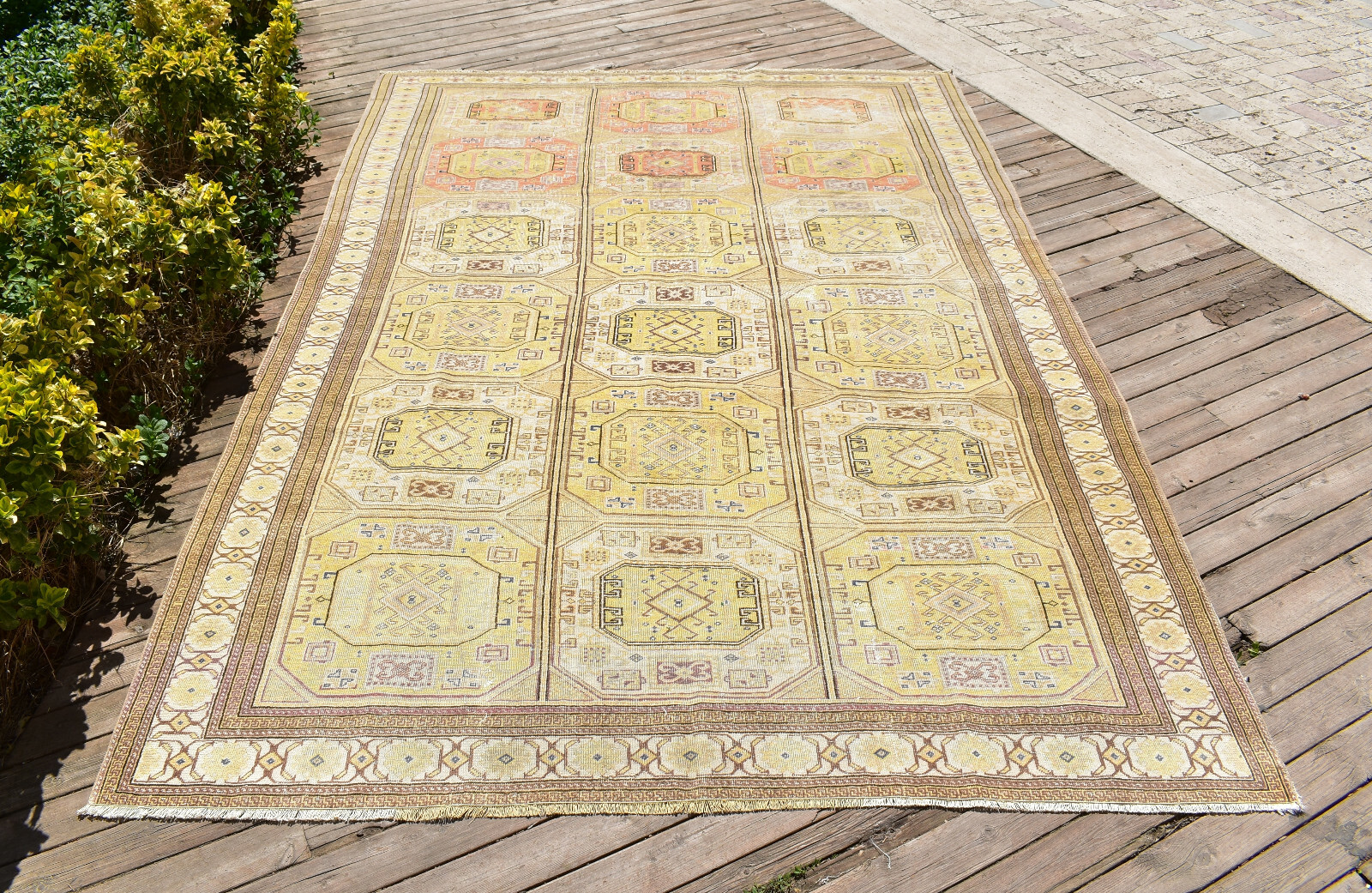 Turkish Rug 77''x112'' Bunyan Carpet Vintage 197x287cm Oriental Decor Rug 6x9 gallery