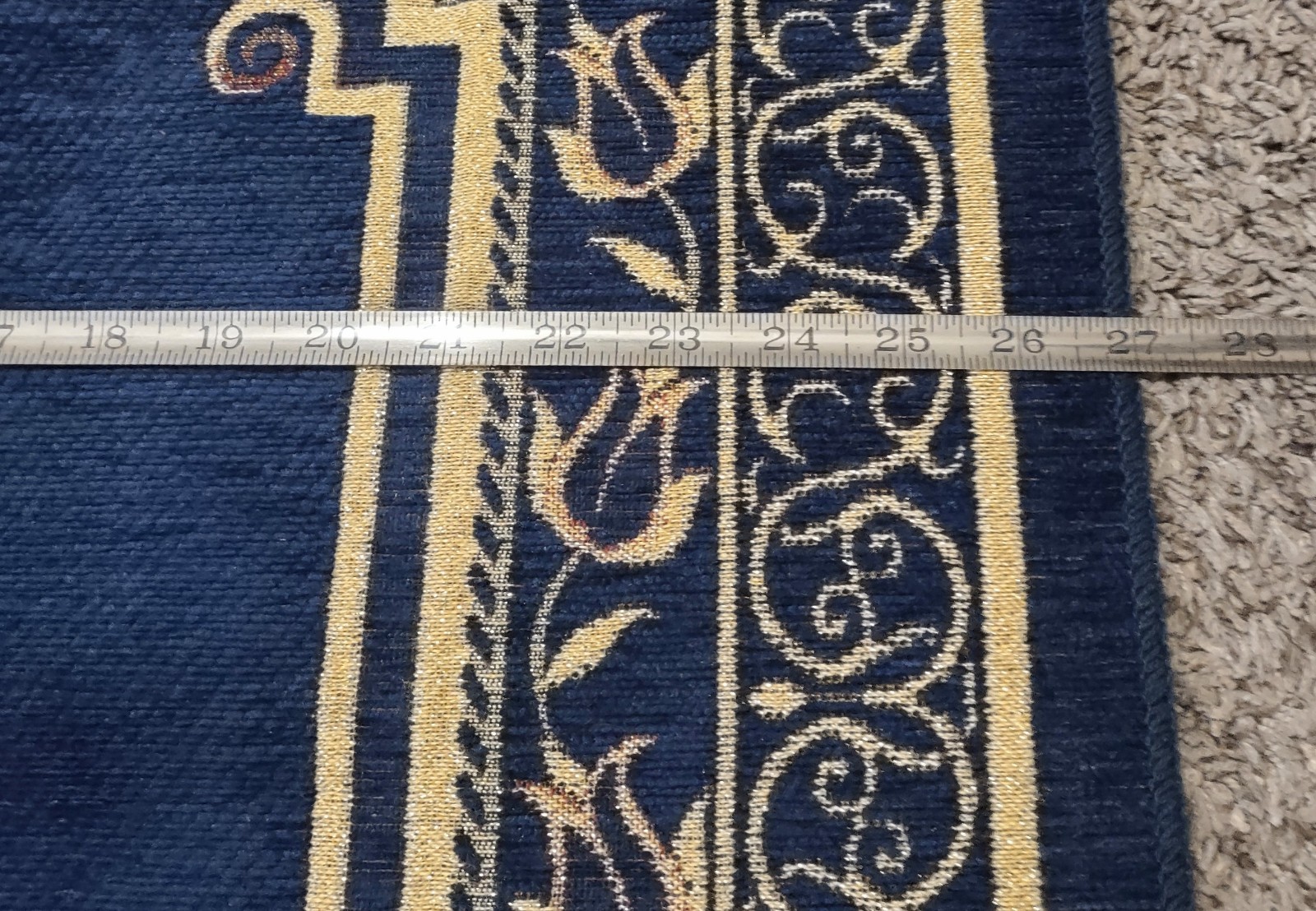 Oriental-style Blue Gold Rug Prayer Or Kneeling Rug 43"x27" Excellent Condition gallery