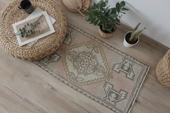 2×3 Vintage Oushak Rug, Hand Knotted Wool Turkish Small Area Mat Anatolian