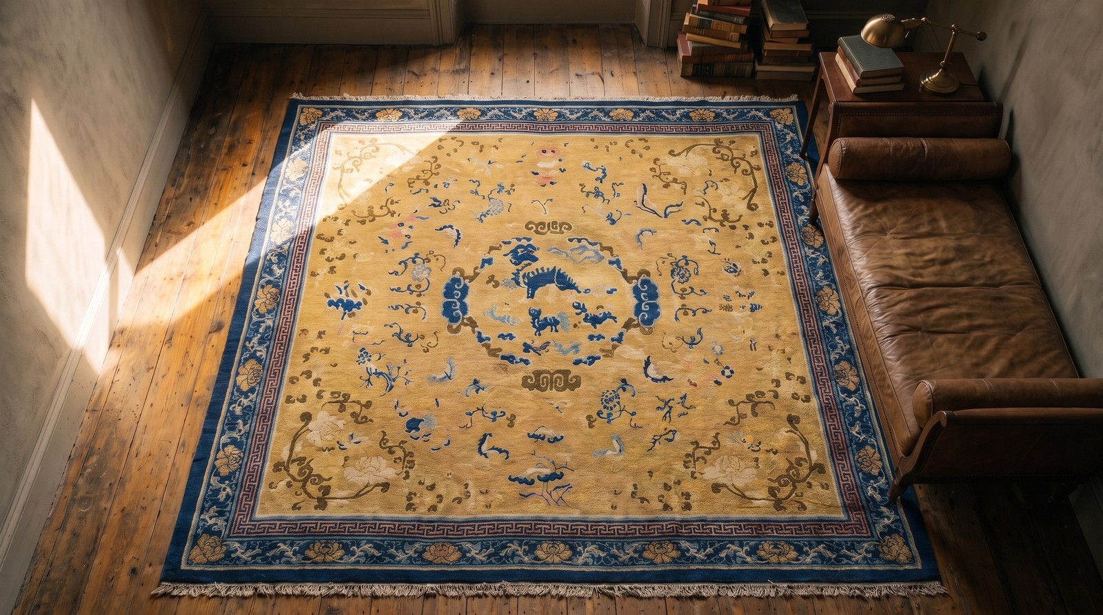 11X11 Antique Chinese Ningxia Wool Area Rug 1750 gallery