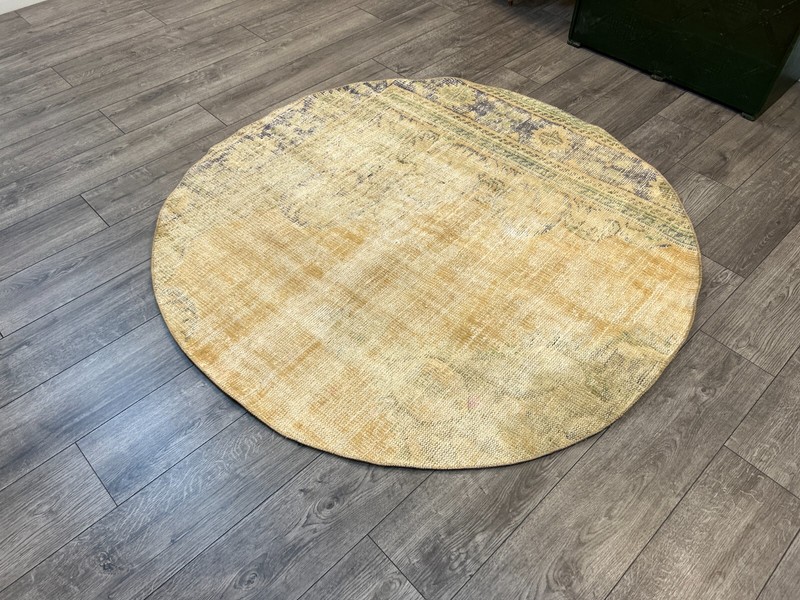 Round Rug, Circle Rug, Vintage Rug, Small Area Rug, Muted Rug, 5.1 x 5.1 ft gallery
