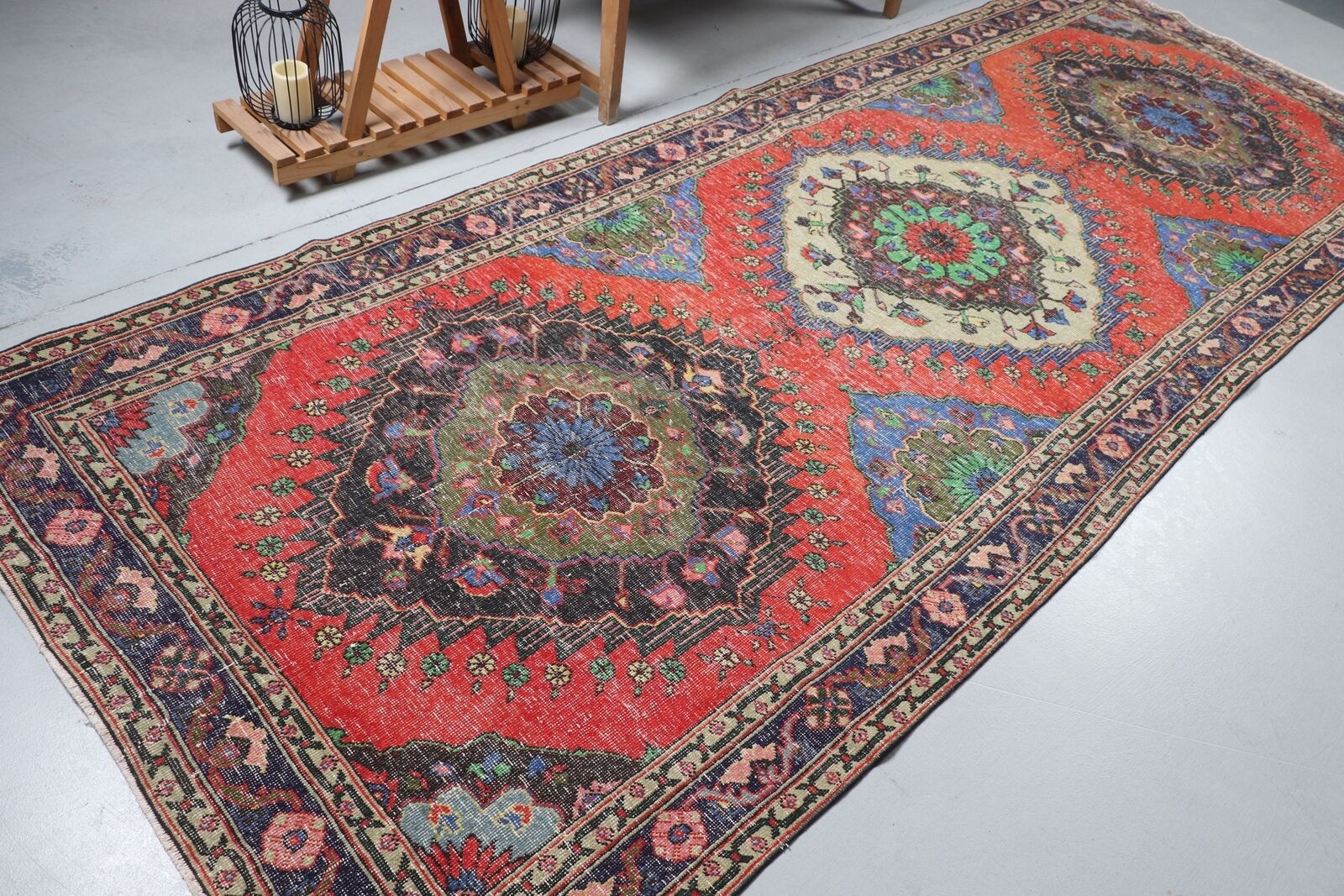 Vintage Rug, 4.6x12.5 ft Runner Rugs, Colorful Rug, Turkish Rug, Cool Rug gallery
