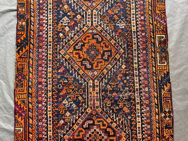 Antique Caucasian Runner Rug 3x8'7 Hand Knotted Geometric Medallion Hallway Rug gallery
