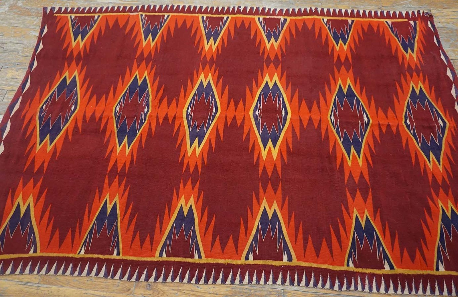 4'x6' Red Tribal Geometric Antique Navajo Native American Flat Weave Small Area gallery
