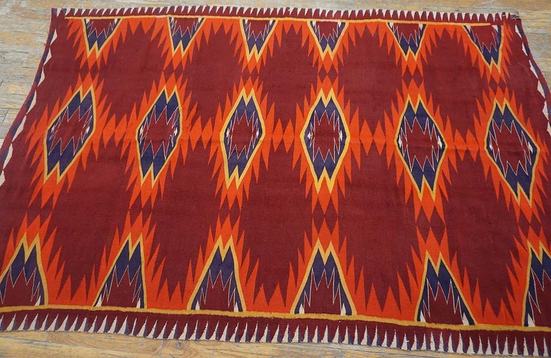 4'x6' Red Tribal Geometric Antique Navajo Native American Flat Weave Small Area gallery