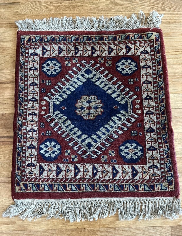 Antique Geometric Rug w/ Fringe - Red/Blue/Beige, Nice Design gallery